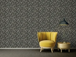 Vliestapete Blätter Floral Beeren Schwarz Weiß 39430-2
