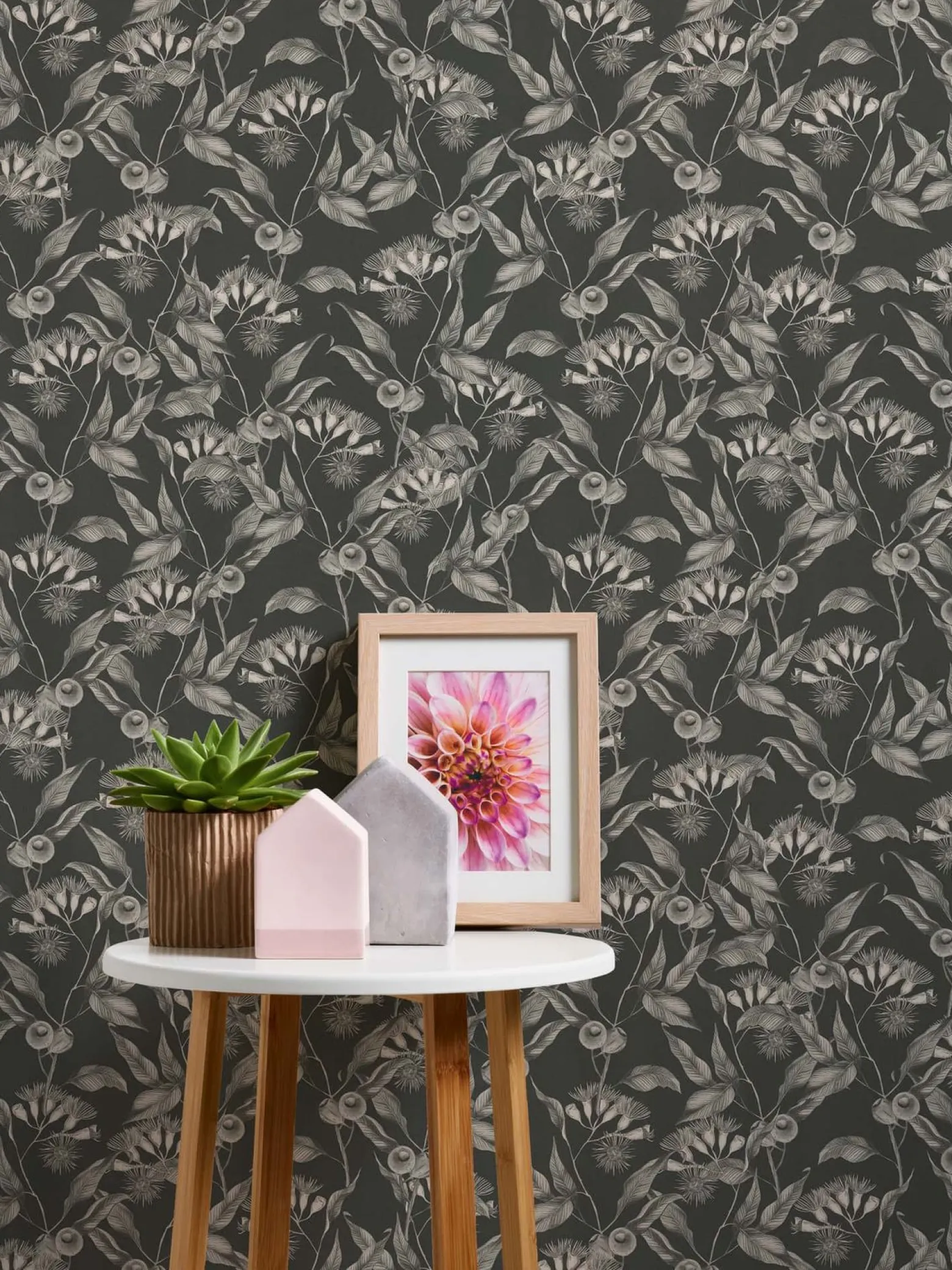 Vliestapete Blätter Floral Beeren Schwarz Weiß 39430-2