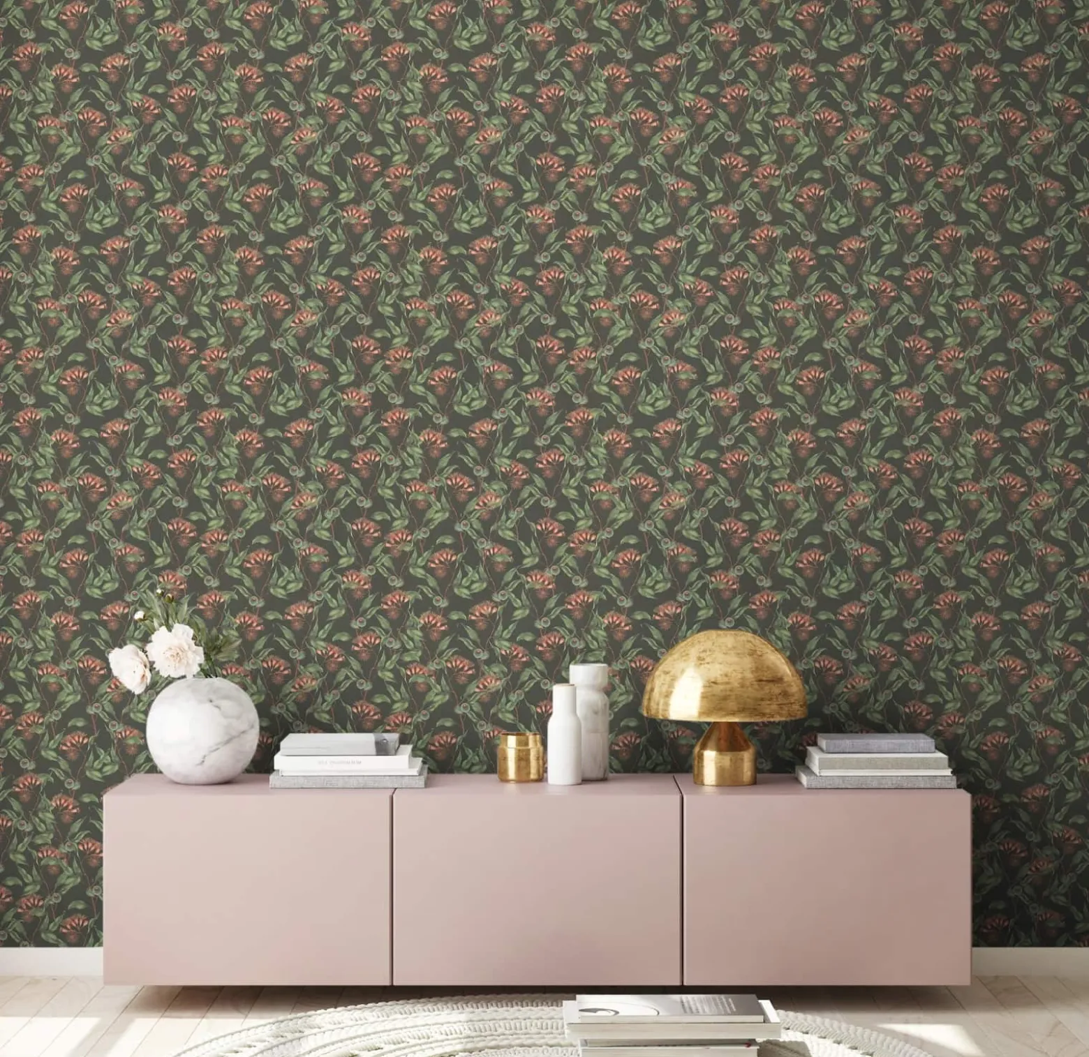 Vliestapete Blätter Floral Beeren Schwarz Grün 39430-1