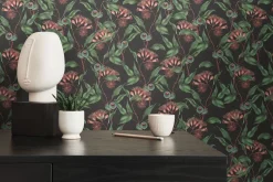Vliestapete Blätter Floral Beeren Schwarz Grün 39430-1
