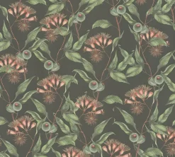 Vliestapete Blätter Floral Beeren Schwarz Grün 39430-1