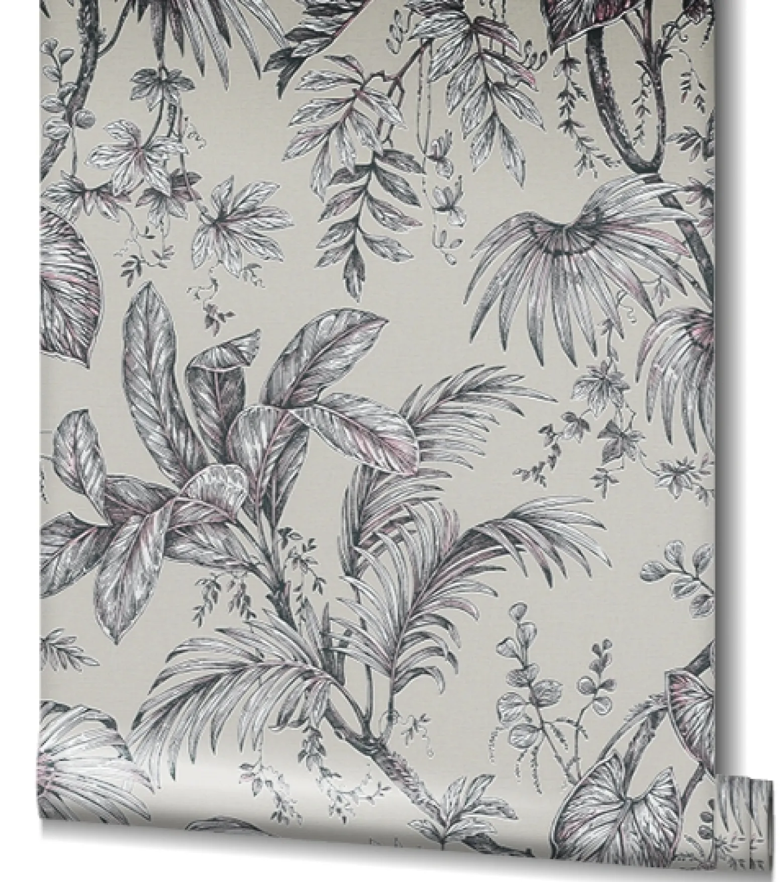 Vliestapete Blätter Floral Beige Schwarz Weiß 82338