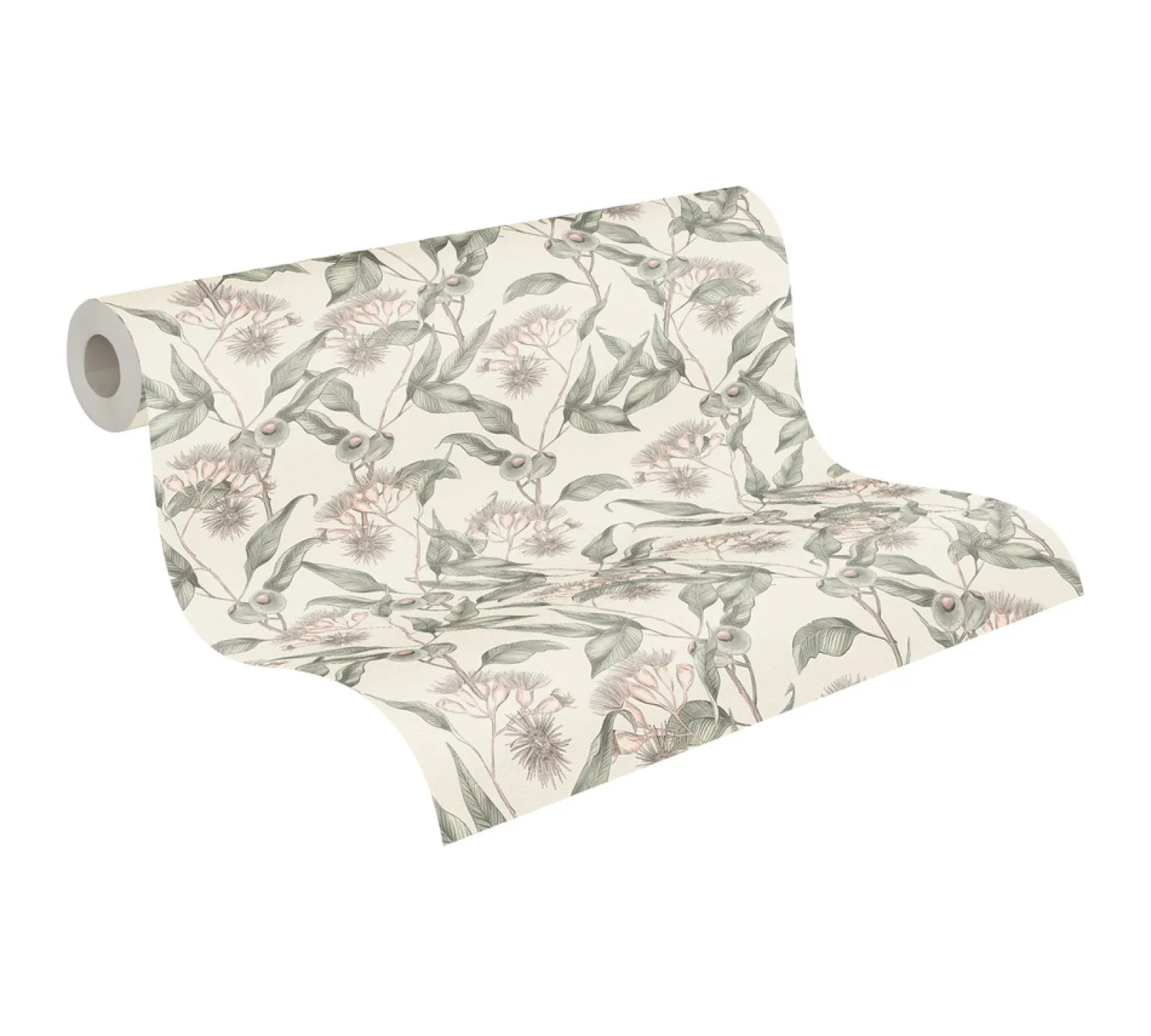 Vliestapete Blätter Floral Beeren Weiß Grau 39430-4