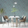 Vliestapete Blätter Floral Blau Schwarz Weiß 82340