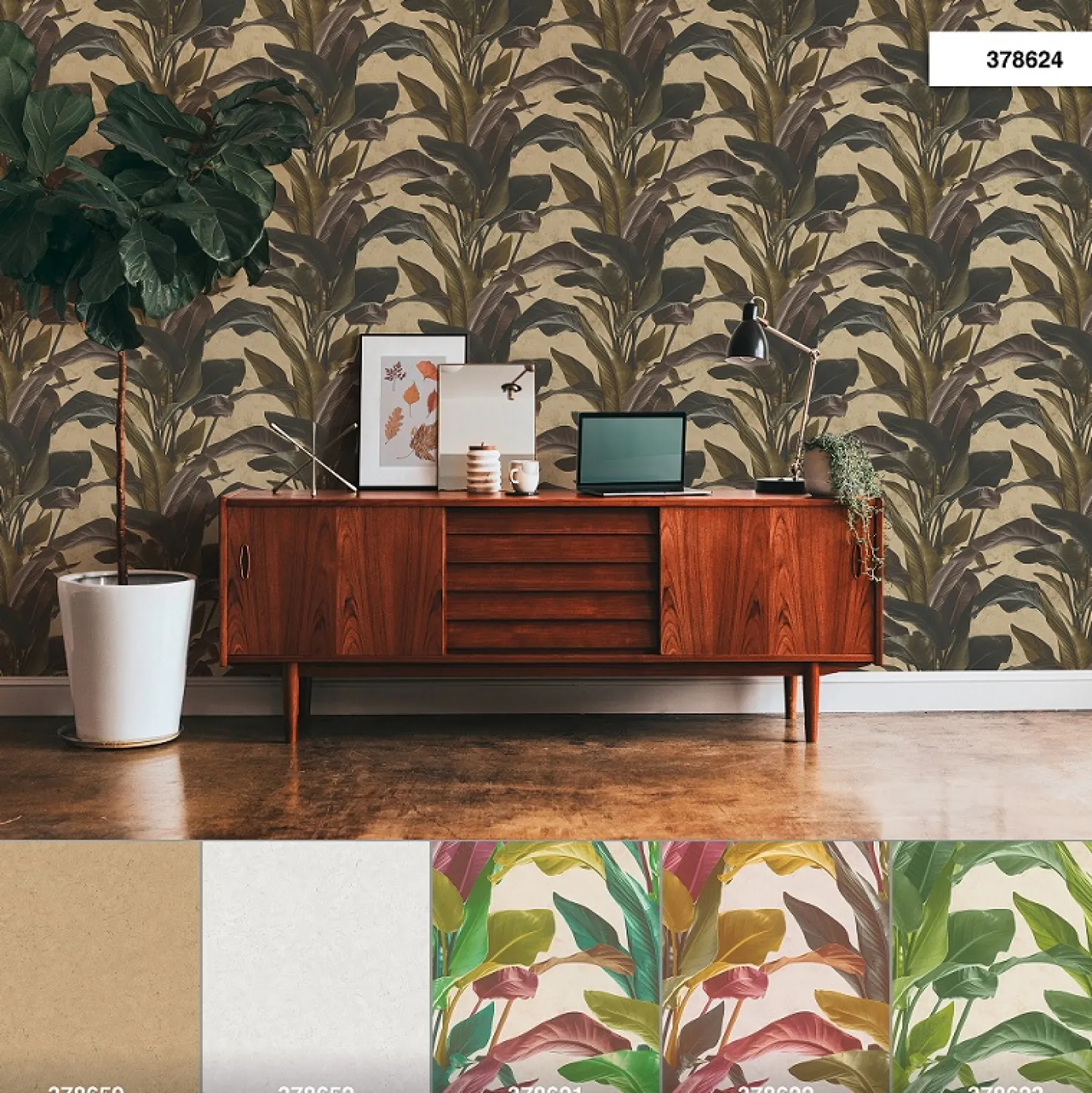 Vliestapete Blätter Floral braun gold Metallic 37862-4