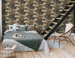 Vliestapete Blätter Floral braun gold Metallic 37862-4