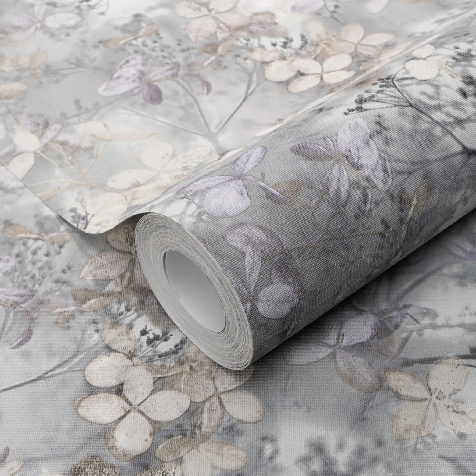 Vliestapete Blätter Floral Grau Lila Creme 10415-31