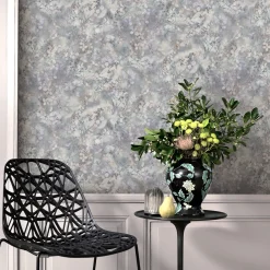 Vliestapete Blätter Floral Grau Lila Creme 10415-31