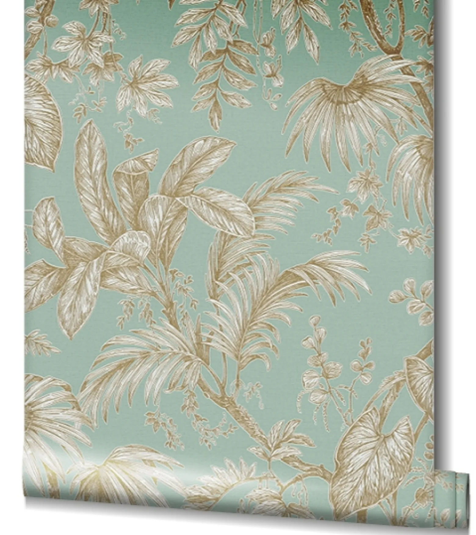 Vliestapete Blätter Floral Grün Gold Metallic 82341
