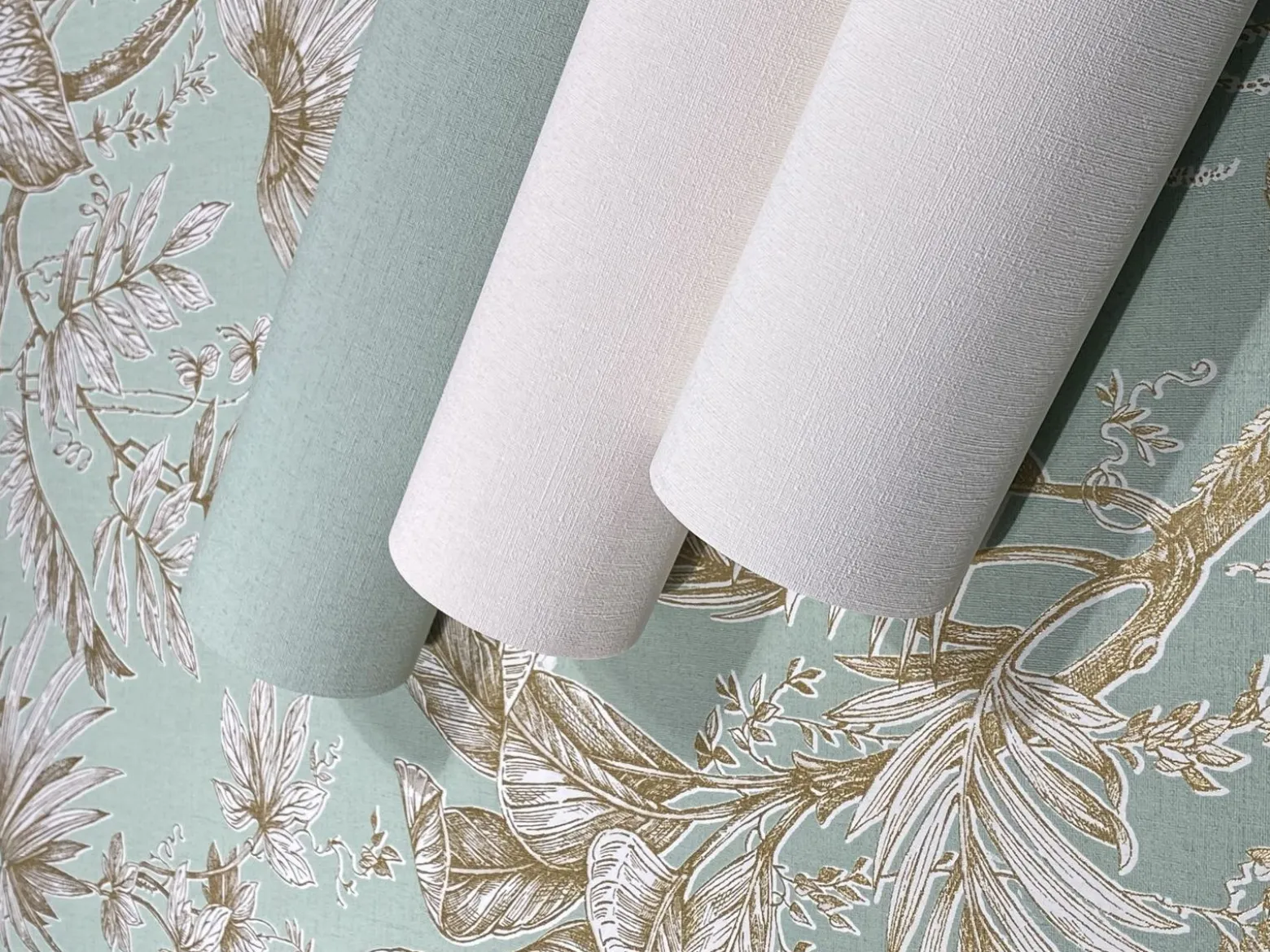 Vliestapete Blätter Floral Grün Gold Metallic 82341