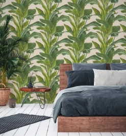 Vliestapete Blätter Floral grün creme 37862-3