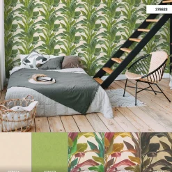 Vliestapete Blätter Floral grün creme 37862-3