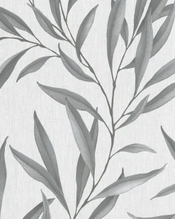 Vliestapete Blätter Floral grau-weiß silber Marburg 32201