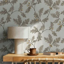 Vliestapete Blätter Floral Grau Beige Braun 35386