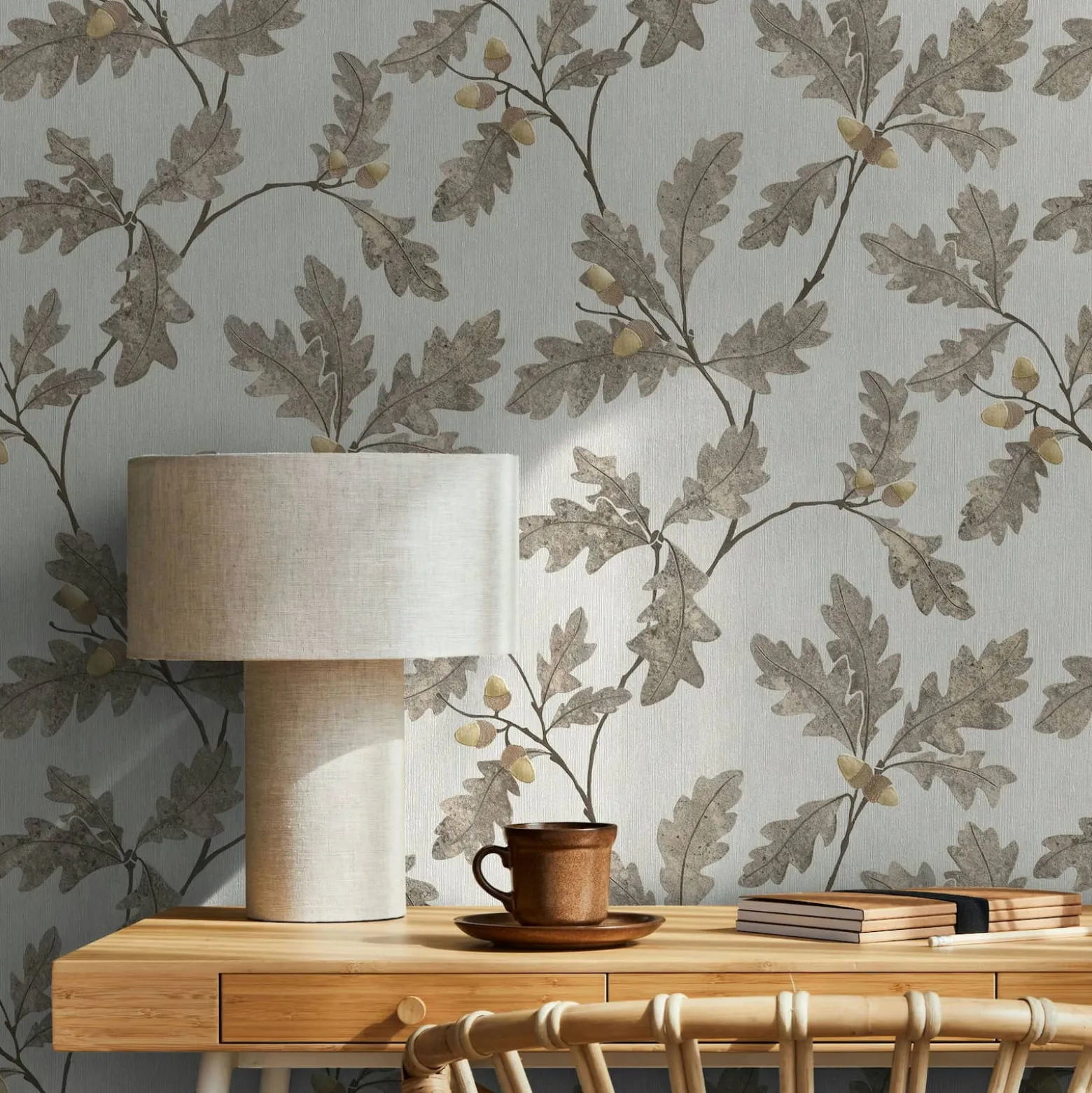 Vliestapete Blätter Floral Grau Beige Braun 35386