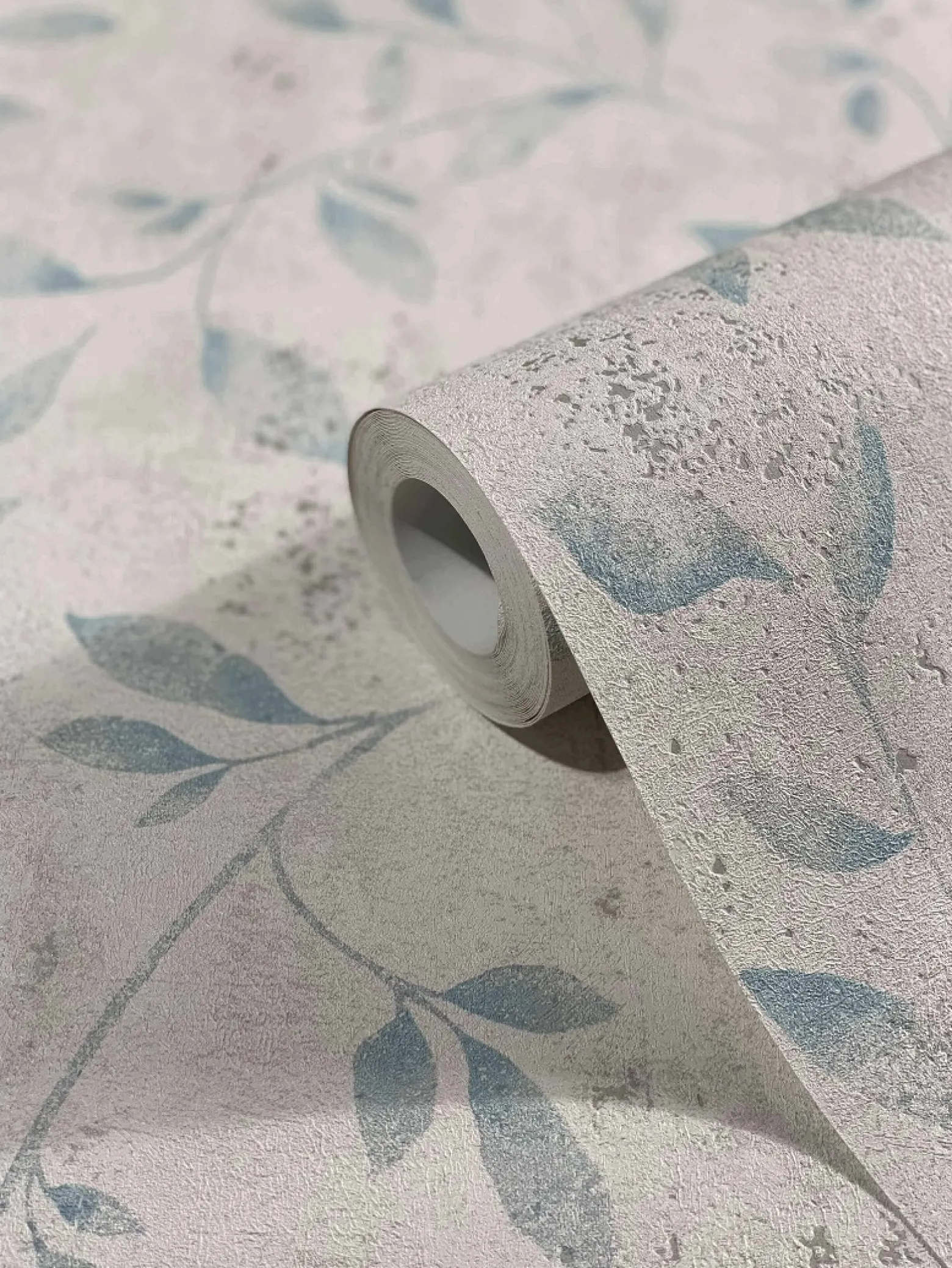 Vliestapete Blätter Floral Metallic weiß blau 32631