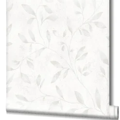 Vliestapete Blätter Floral Metallic weiß grau 32632