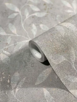 Vliestapete Blätter Floral Metallic grau gold 32634