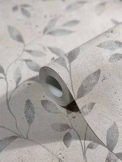 Vliestapete Blätter Floral Metallic greige gold 32633