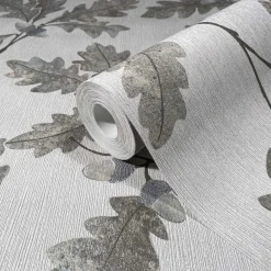 Vliestapete Blätter Floral Muster Grau Beige 35391