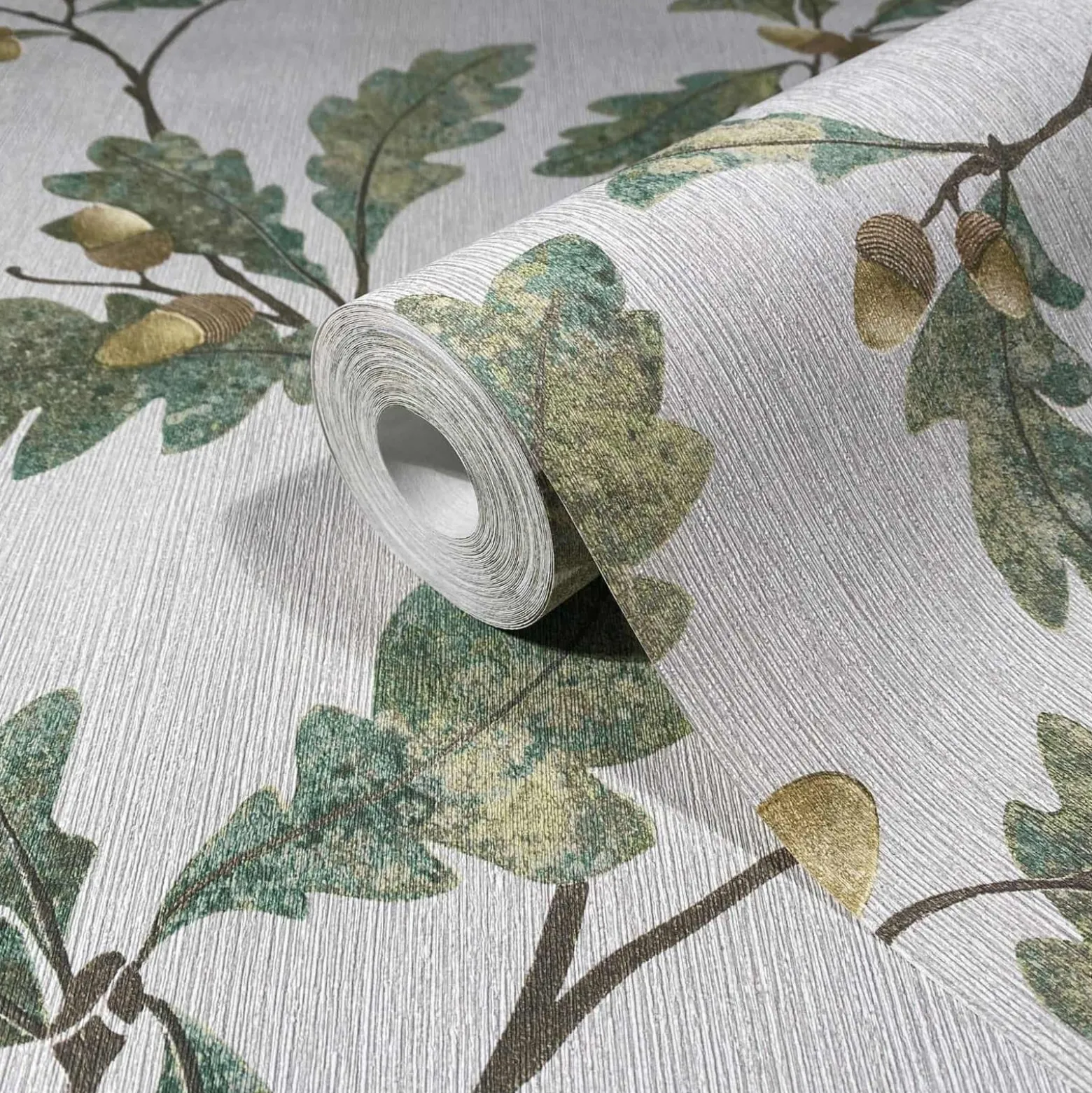 Vliestapete Blätter Floral Muster Grau Grün Braun 35379