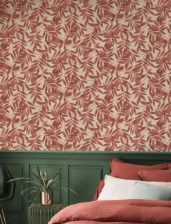 Vliestapete Blätter Floral Rasch rot rosa 406344