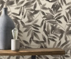 Vliestapete Blätter Floral Rasch schwarz weiß 406320