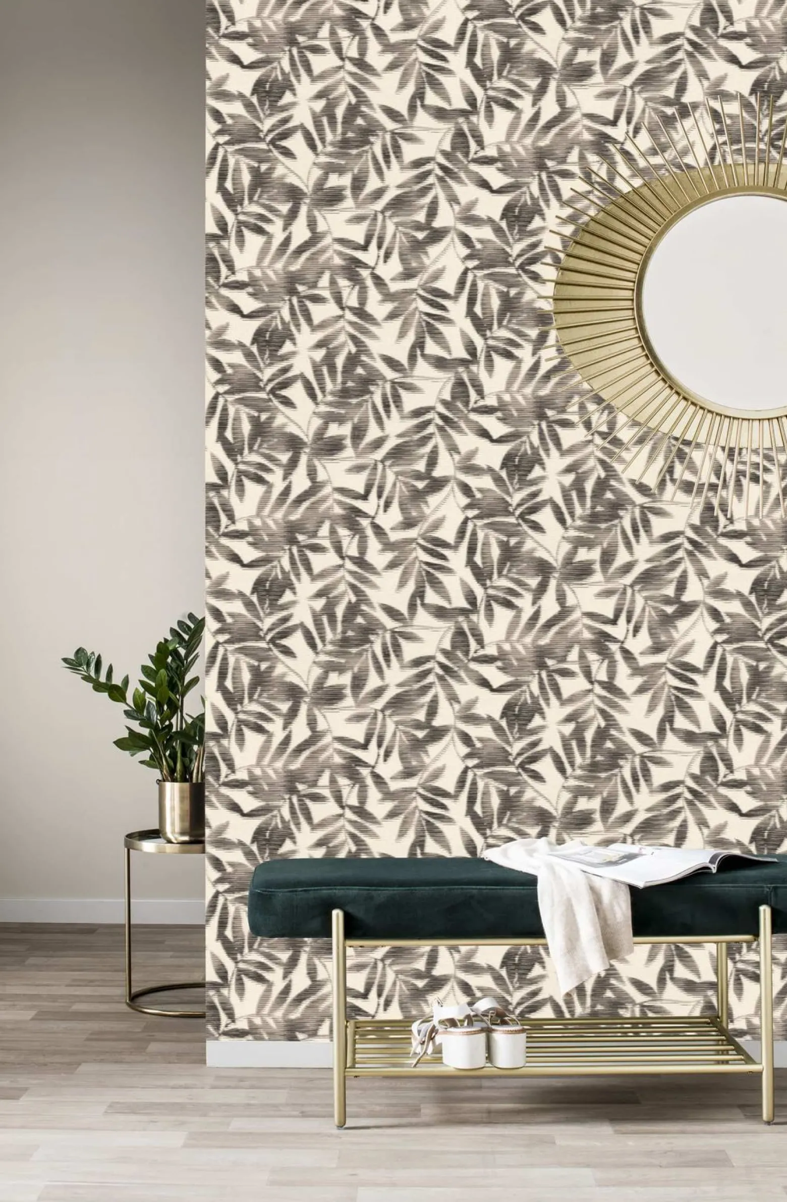 Vliestapete Blätter Floral Rasch schwarz weiß 406320