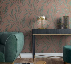 Vliestapete Blätter Floral rot-braun grün Marburg 32205