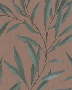 Vliestapete Blätter Floral rot-braun grün Marburg 32205