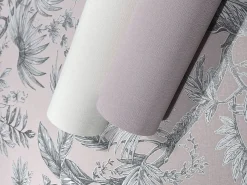 Vliestapete Blätter Floral Rosa Silber Metallic 82339