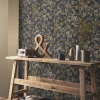 Vliestapete Blätter Floral Schwarz Grau Gelb 10415-15