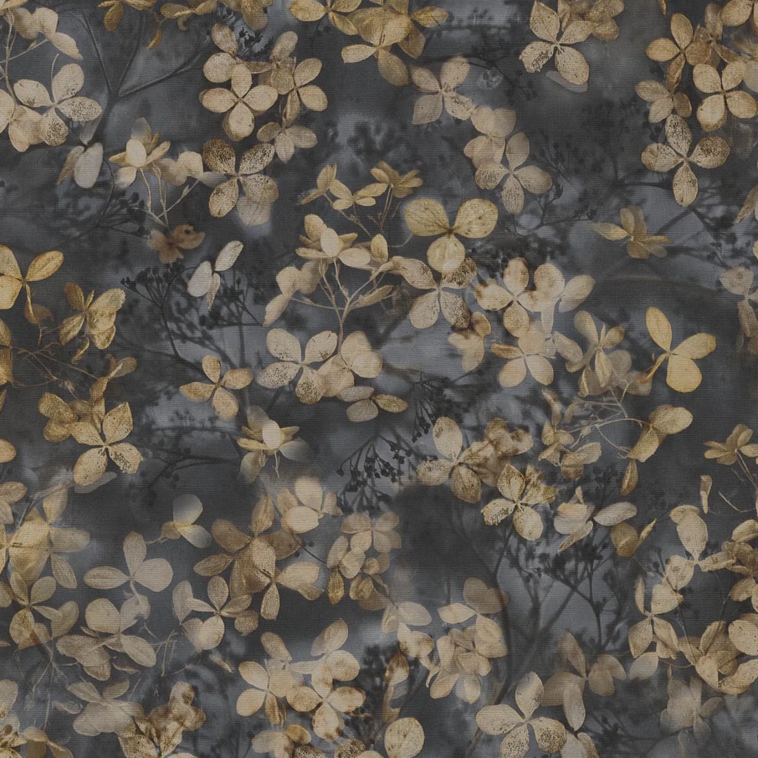 Vliestapete Blätter Floral Schwarz Grau Gelb 10415-15