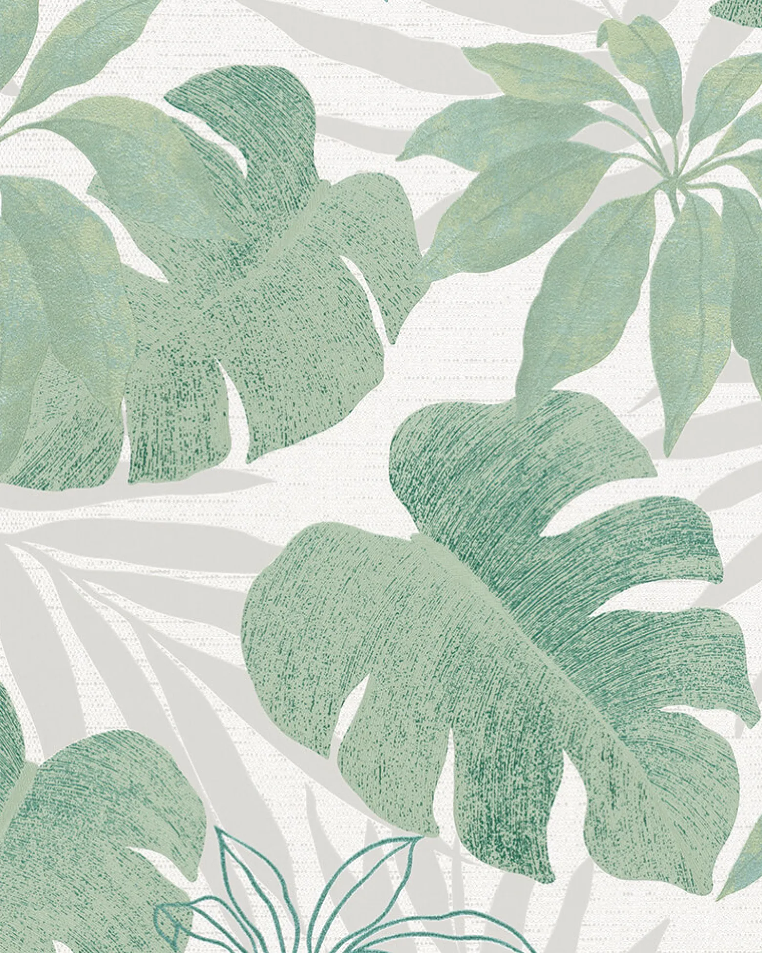 Vliestapete Blätter Floral silber grün metallic 31604