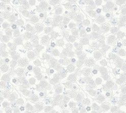 Vliestapete Blätter Floral Skandi Weiß Blau 39111-1
