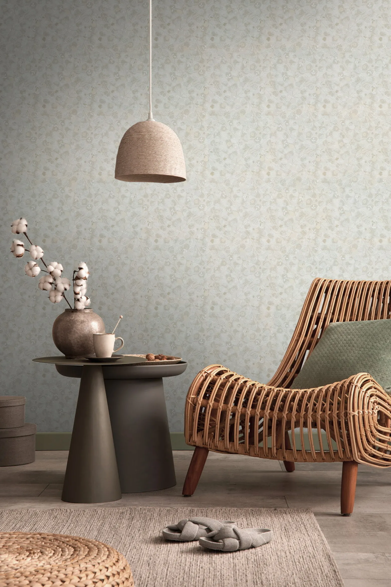 Vliestapete Blätter Floral Skandi Beige Weiß 39111-2