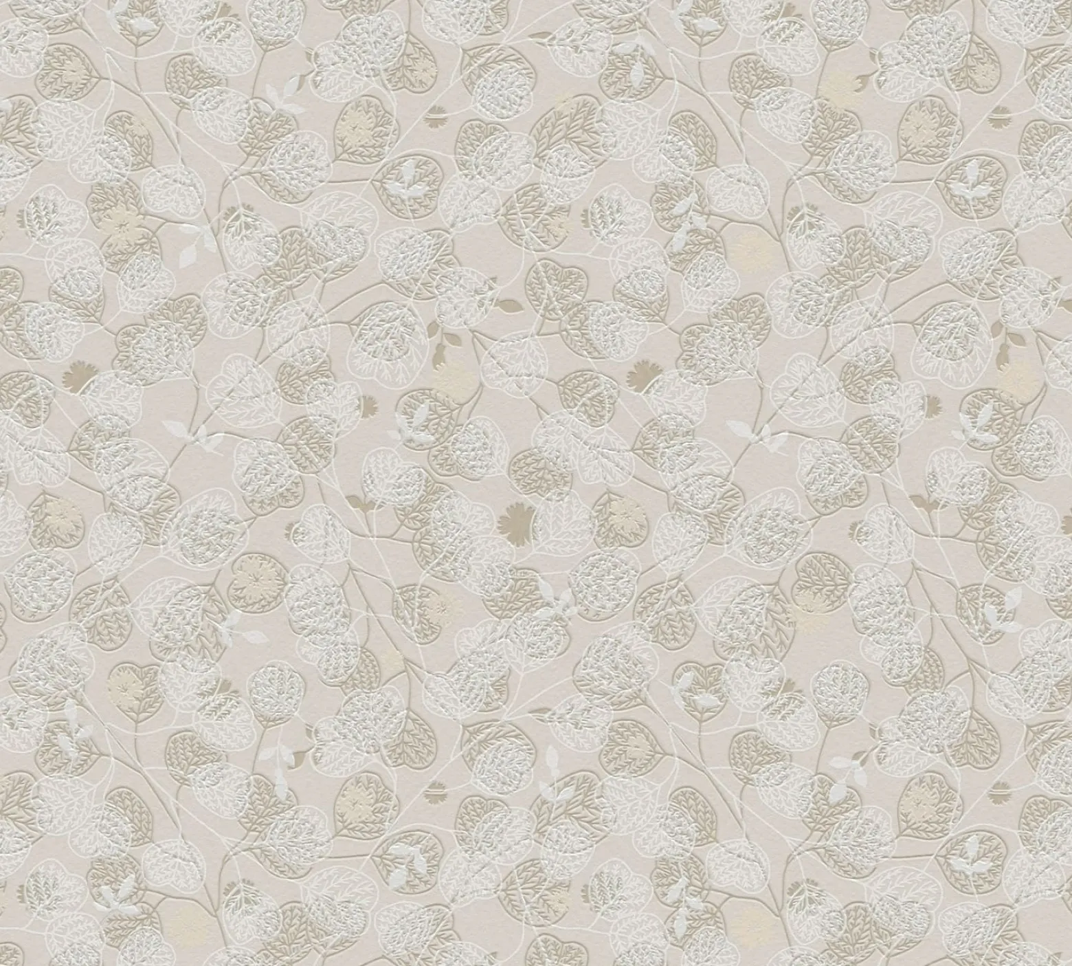 Vliestapete Blätter Floral Skandi Beige Weiß 39111-2