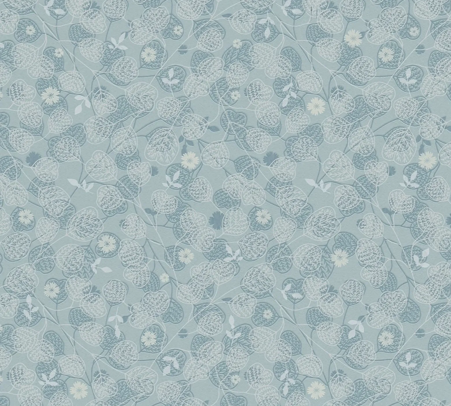 Vliestapete Blätter Floral Skandi Blau Weiß 39111-4