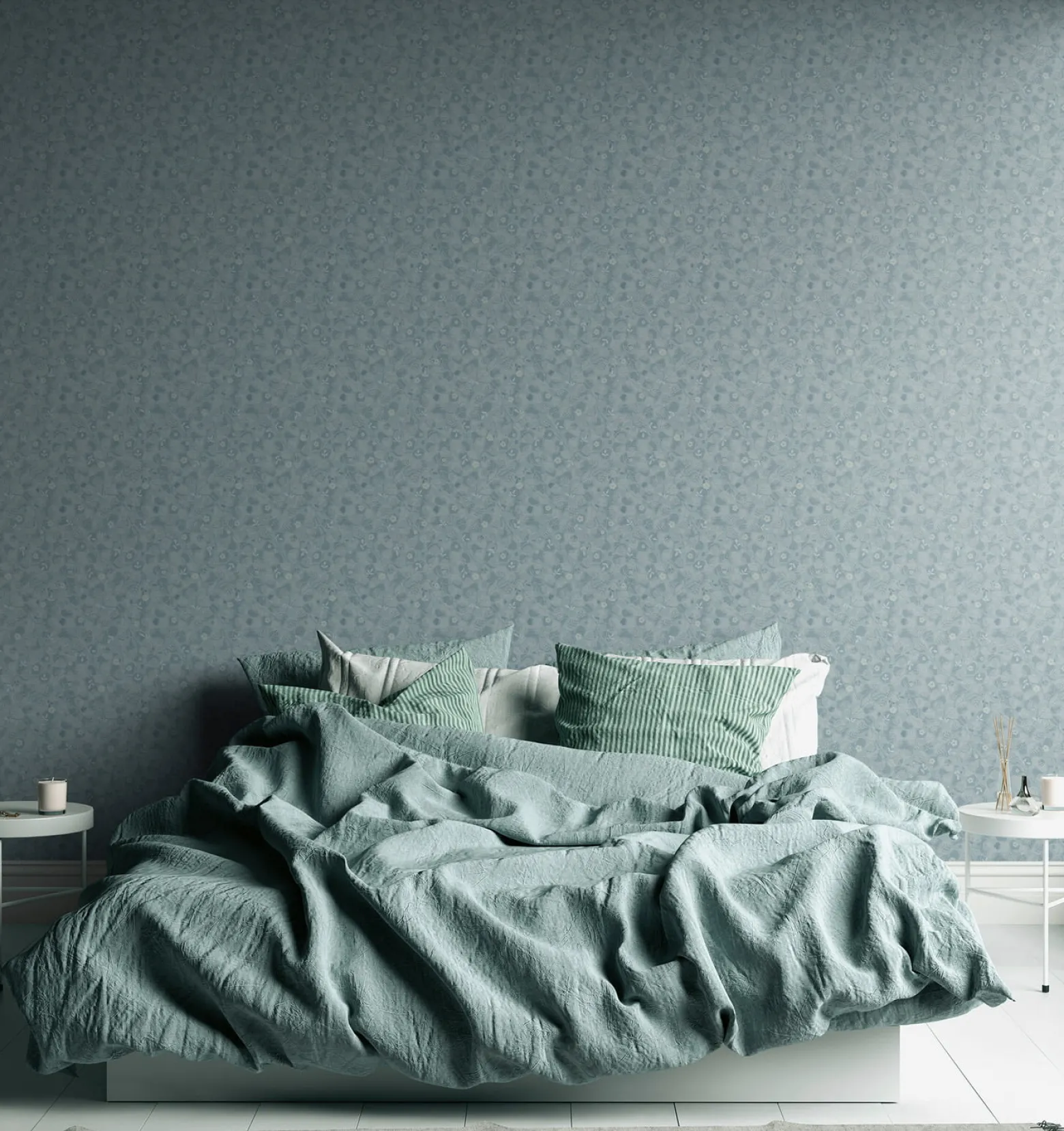 Vliestapete Blätter Floral Skandi Blau Weiß 39111-4