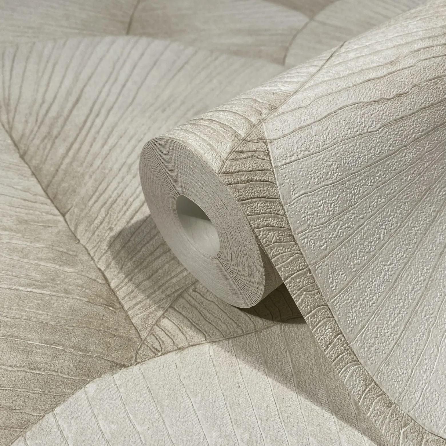 Vliestapete Blätter Floral Struktur Beige Creme 34510
