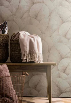 Vliestapete Blätter Floral Struktur Rosa Grau 34511