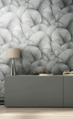 Vliestapete Blätter Floral Struktur Grau 34508