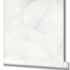 Vliestapete Blätter Floral Struktur Weiß Grau 34507