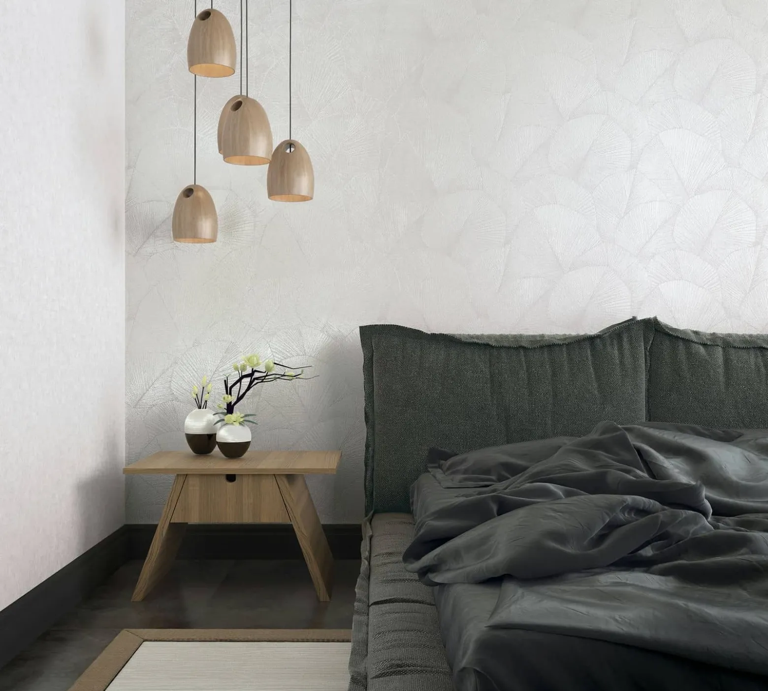 Vliestapete Blätter Floral Struktur Weiß Grau 34507
