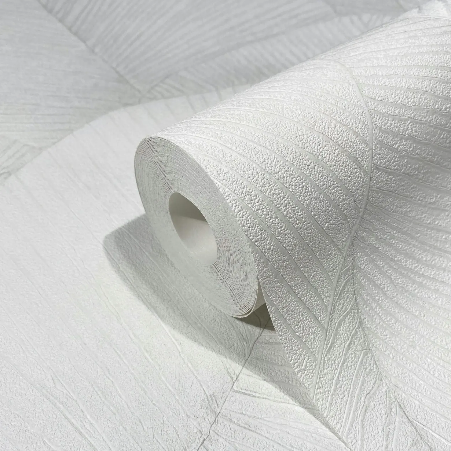 Vliestapete Blätter Floral Struktur Weiß Grau 34507
