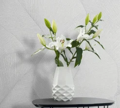 Vliestapete Blätter Floral Struktur Weiß Grau 34507