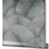Vliestapete Blätter Floral Struktur Silber Metallic 34514