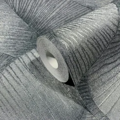 Vliestapete Blätter Floral Struktur Silber Metallic 34514