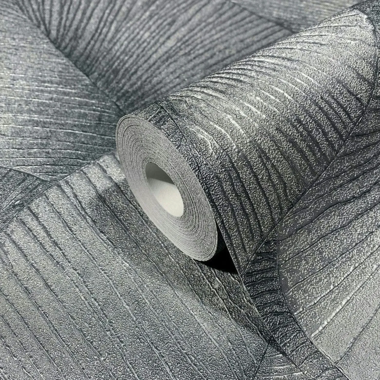Vliestapete Blätter Floral Struktur Silber Metallic 34514