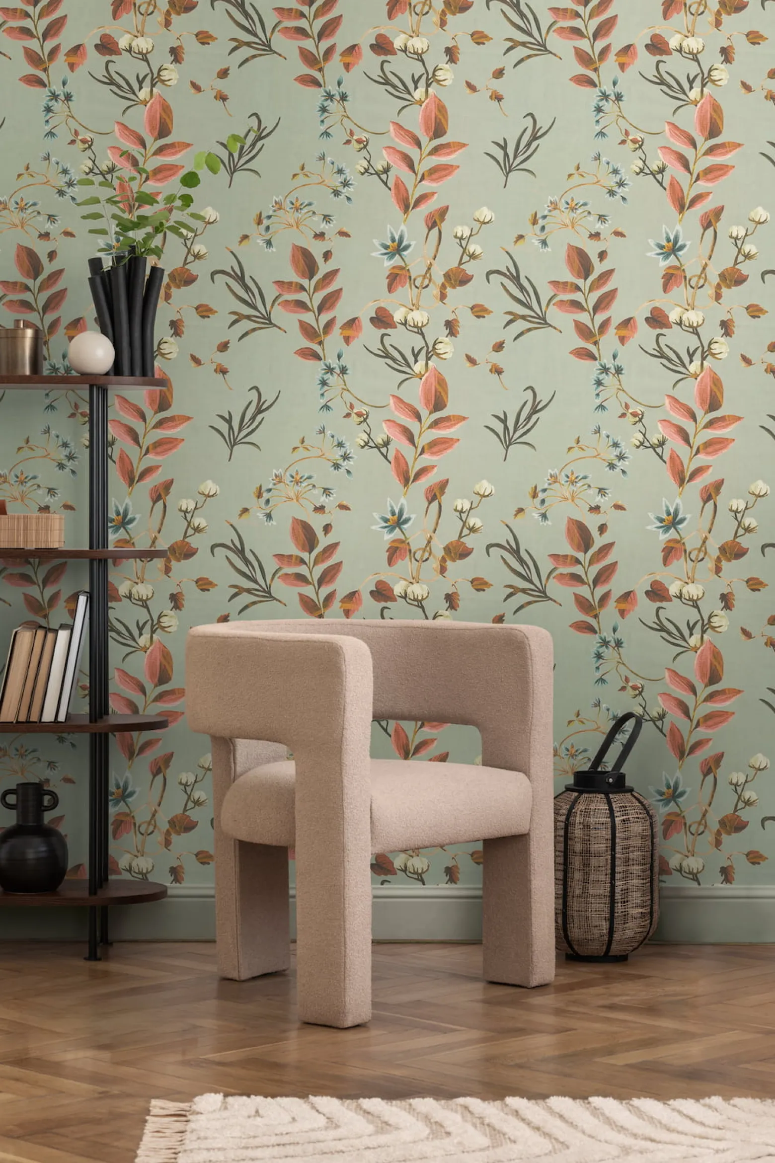 Vliestapete Blätter Floral Vintage Grün Grau 78212-2